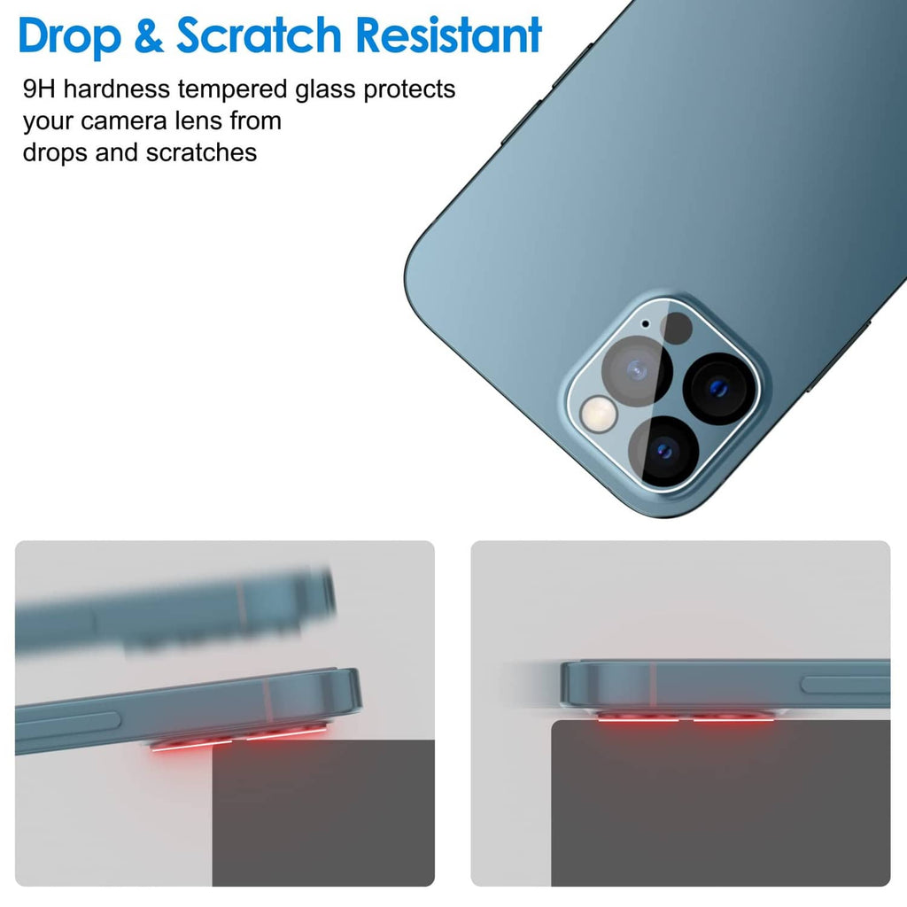 Tempered glass transparent camera lens protector for iPhone, drop and scratch resistant