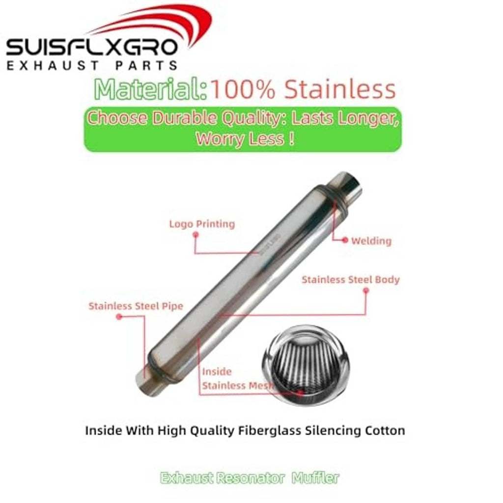 Cutaway diagram of stainless steel exhaust resonator muffler with inner silencing packing