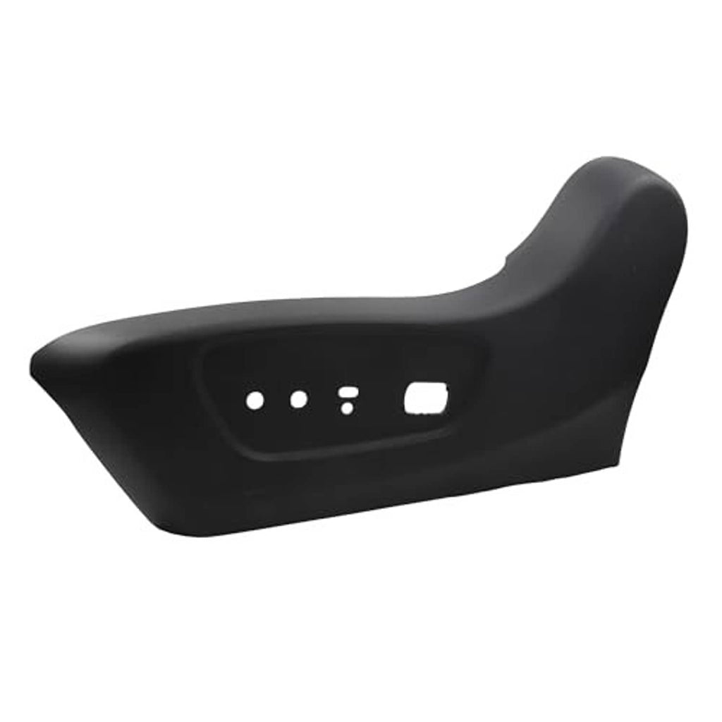 Black front left seat trim panel with three circular holes and a rectangular opening
