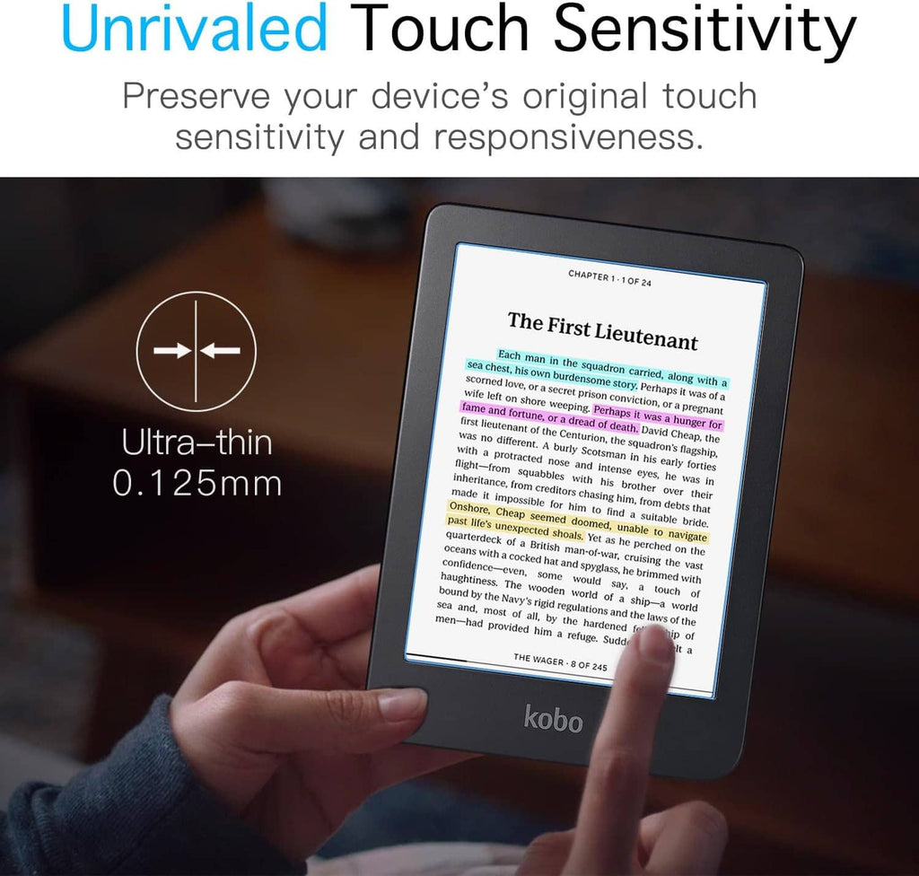 Ultra-thin 0.125mm e-reader screen protector film on front display