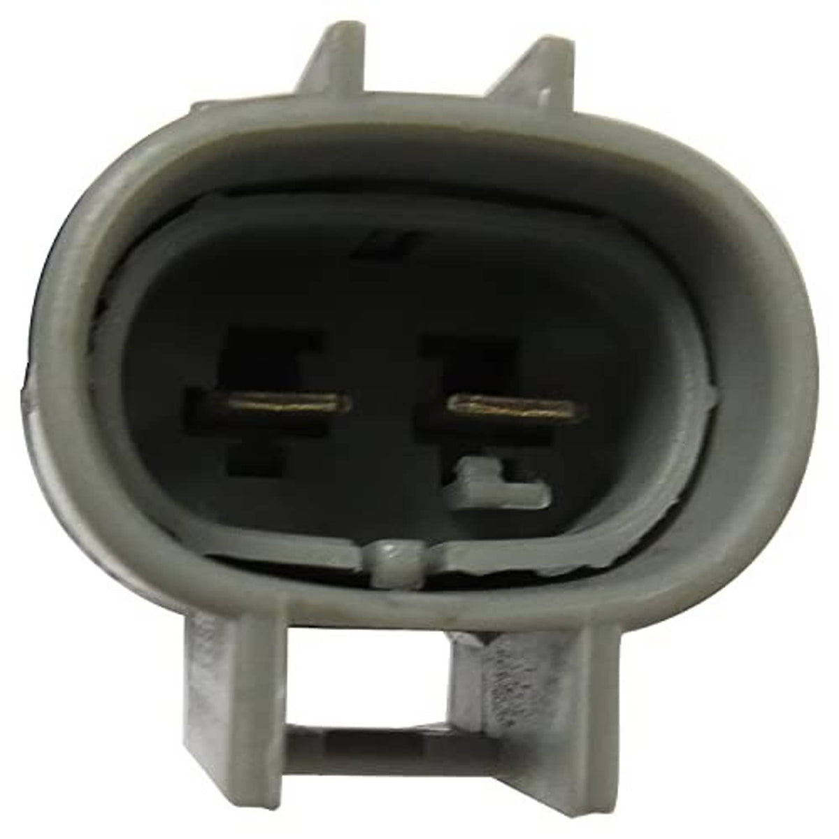 Cooling fan motor with underside electrical connector ports and mounting base, gray housing