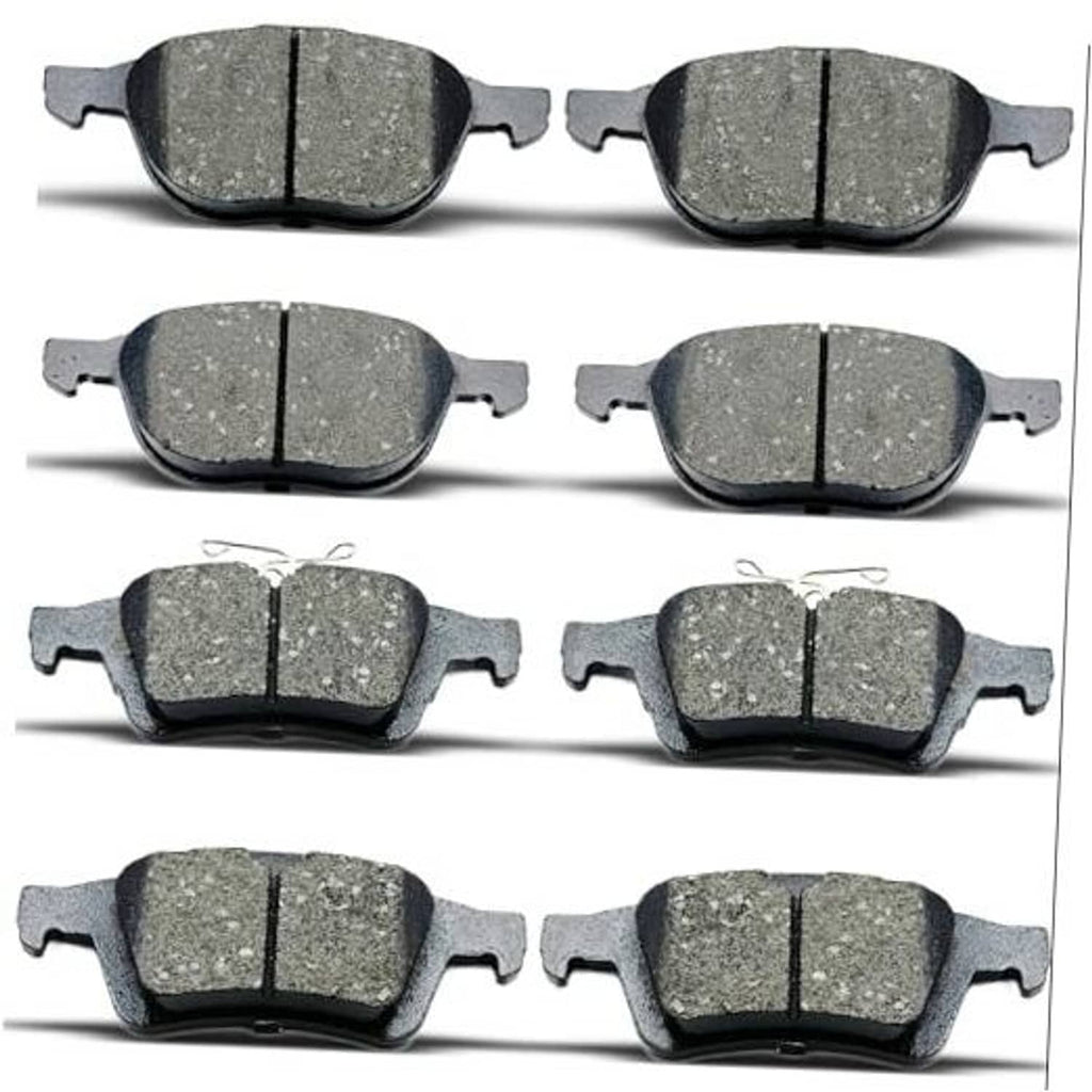 Ceramic brake pads set of 8, front and rear, with metal backing plates and ears