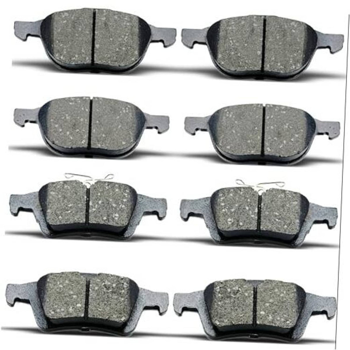 Ceramic brake pads set of 8, front and rear, with metal backing plates and ears