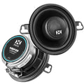 Black 3.5-inch 2-way coaxial car speaker with woofer and dome tweeter, front view