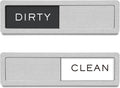 Dishwasher clean-dirty magnet sign showing “DIRTY” on a dark label panel