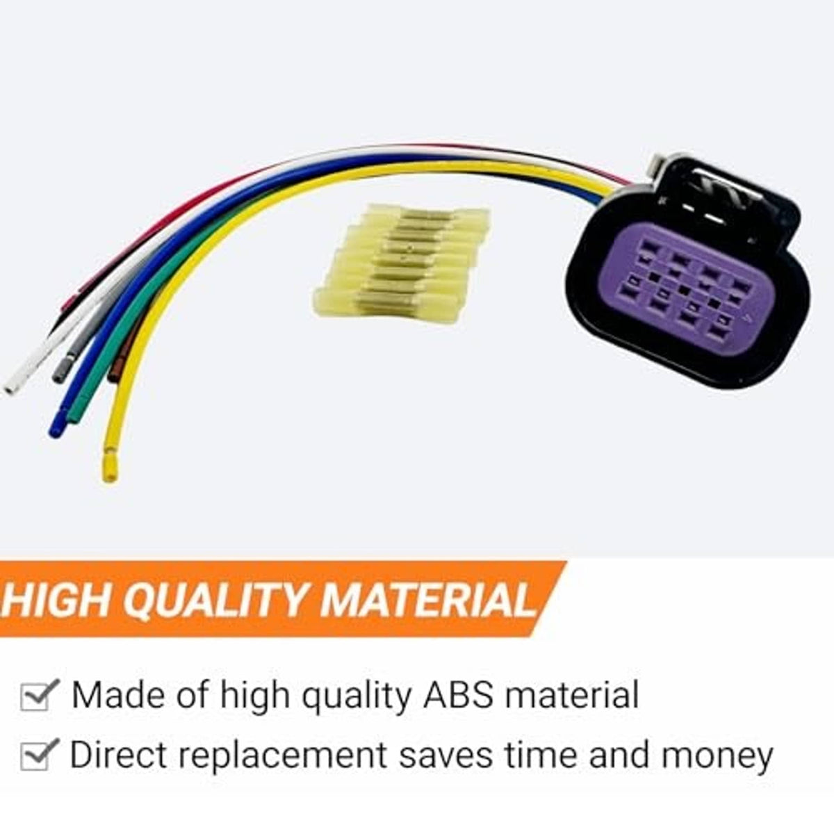 Throttle body wiring harness pigtail with purple connector, multicolor wires, and terminal