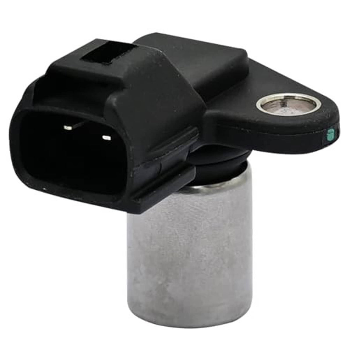 Camshaft position sensor, black plug with side mounting ring on metal housing