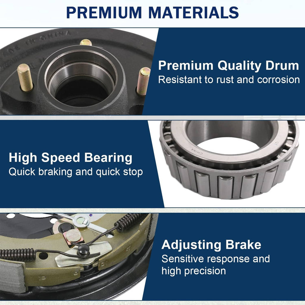 Brake drum and bearing close-up showing black drum hub and roller bearing