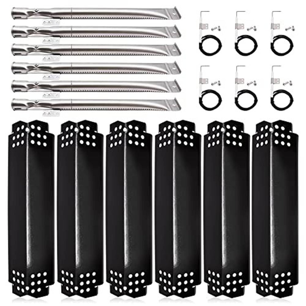 Grill heat plate panels with perforations plus rings and screws for mounting