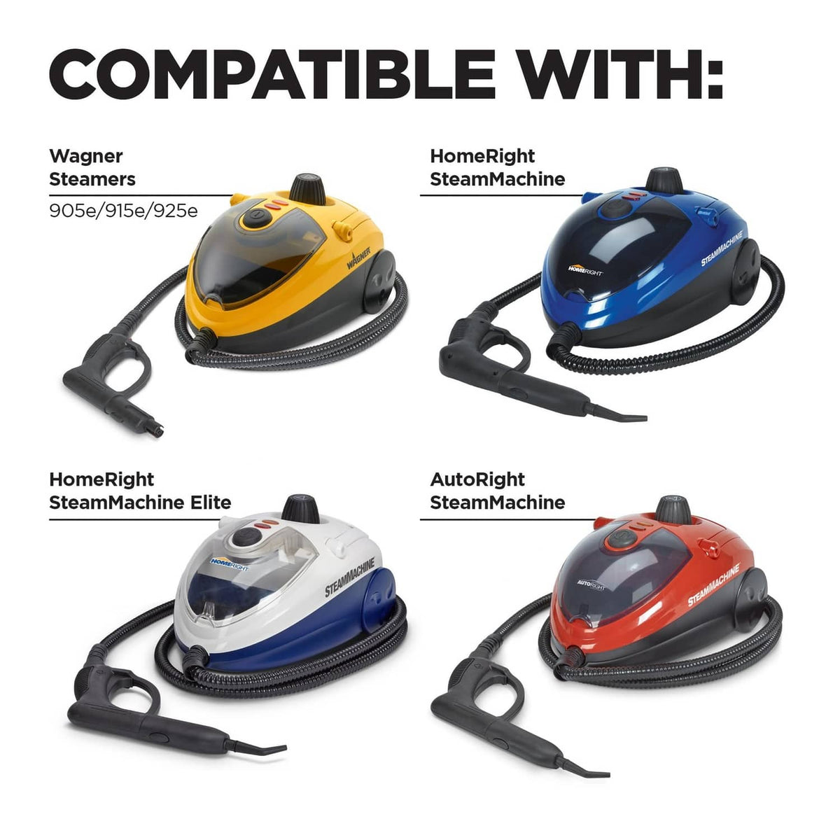 Replacement steam cap shown on multiple handheld steamers for compatibility