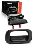 Textured black tailgate handle and bezel assembly with mounting hardware