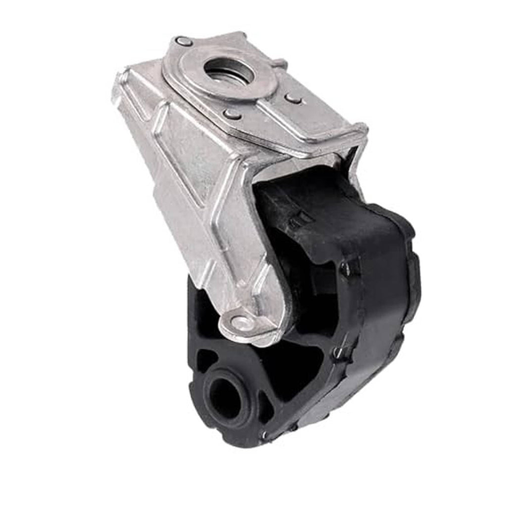Exhaust pipe bracket with metal mount and black rubber isolator bushing