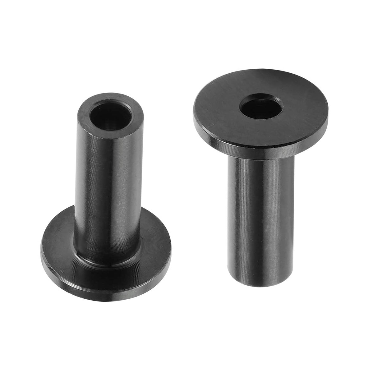 Stainless steel wire rope protector sleeve with flange tops, two views side-by-side
