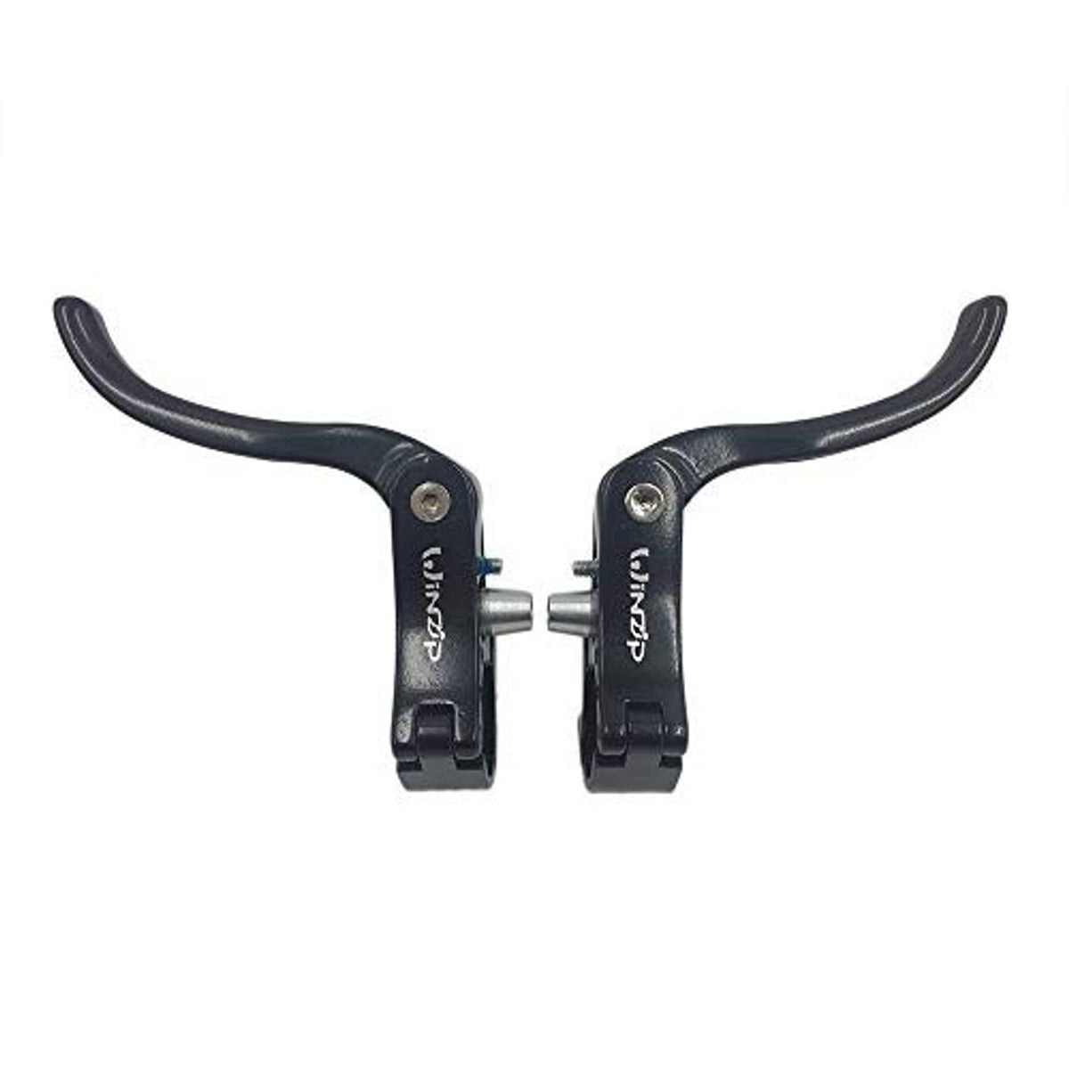 Black road bike brake lever set with curved reach, aluminum alloy, 22.2mm