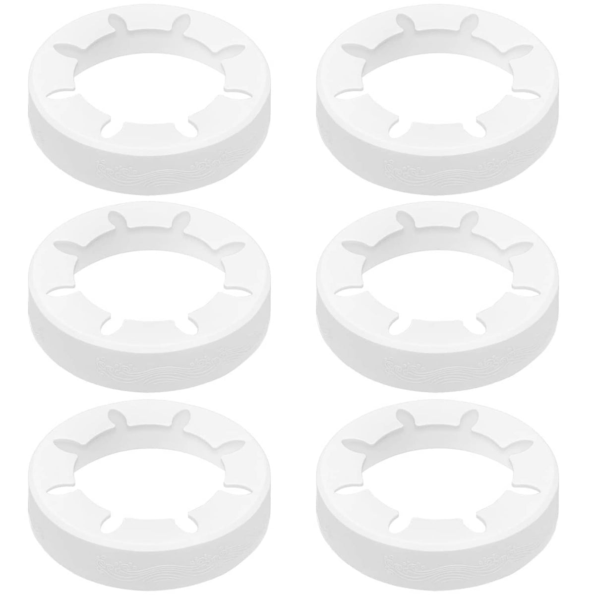 Set of white silicone tumbler rings with molded finger tabs