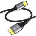 QianLink USB-C to Micro-B cable close-up, gold-plated USB-C and Micro USB-B connectors.