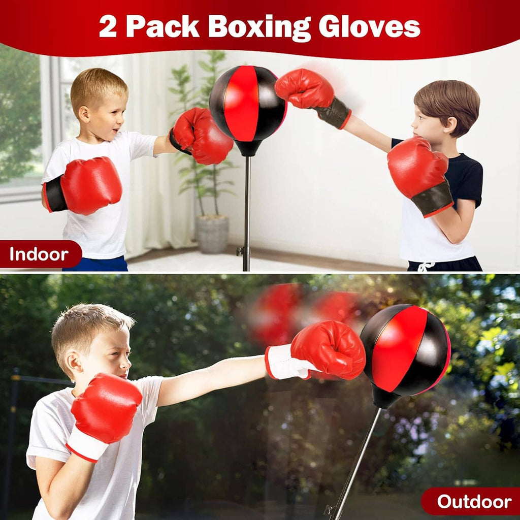 2-pack kids boxing gloves with reflex punching bag for indoor and outdoor play