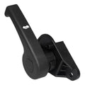 Black hood latch release handle with mounting bracket and latch pivot mechanism