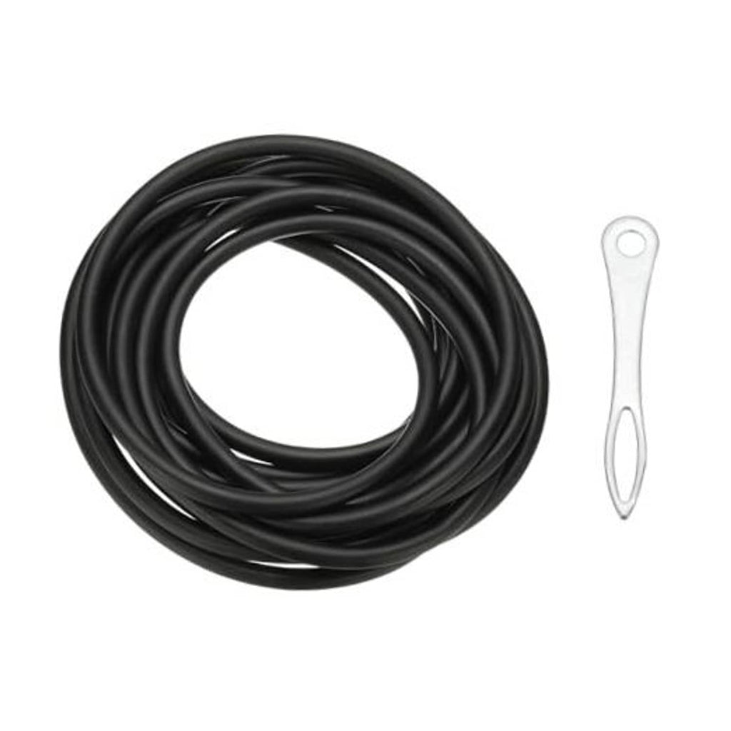 Black rubber tubing sling band coil with silver mounting loop accessory