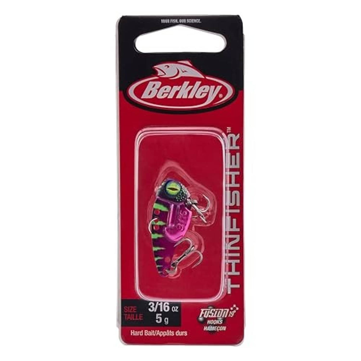 Berkley Thinfisher blade bait package, Fusion19 black nickel treble hooks, 3/16 oz