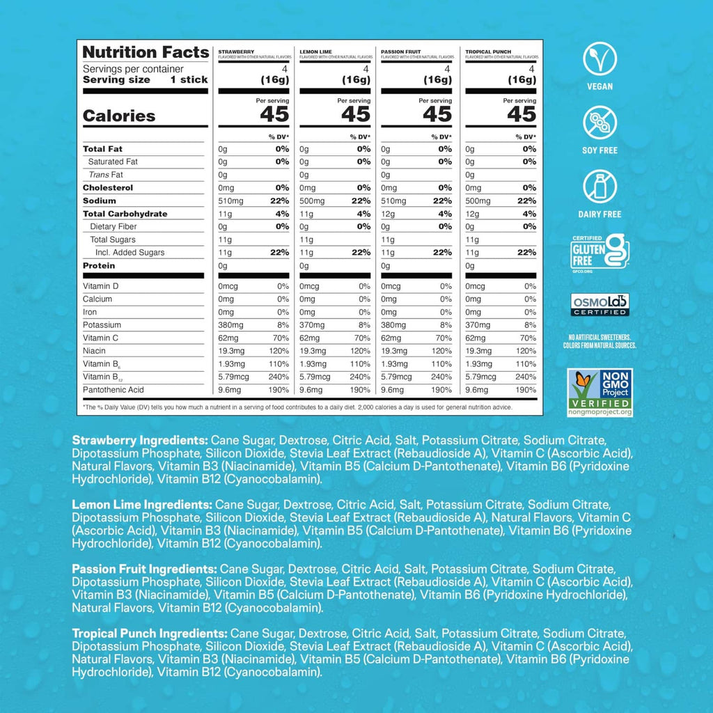 Liquid I.V. hydration electrolyte drink mix nutrition facts and ingredient list