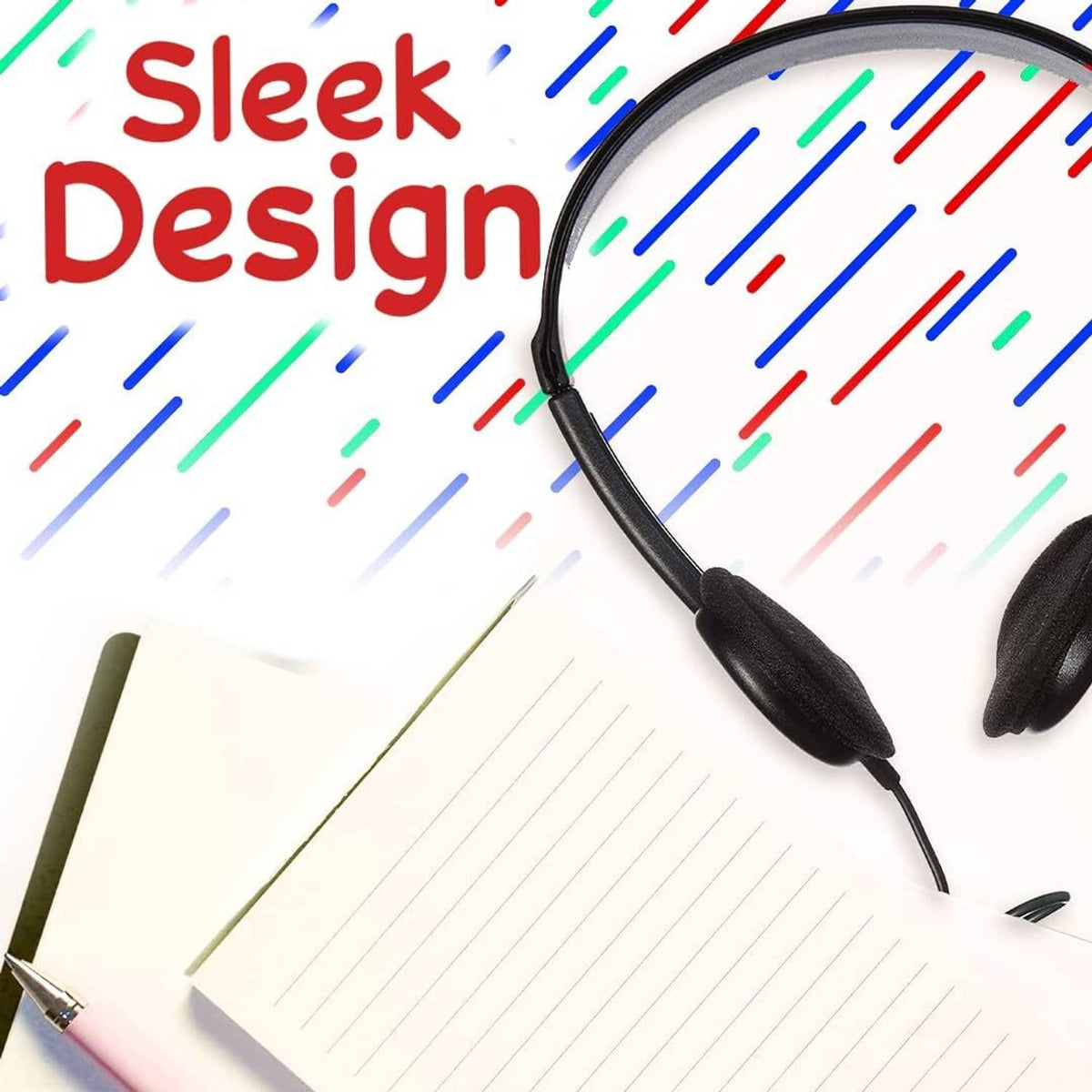 Black over-ear wired headphones with sleek headband and padded ear cups
