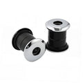 Handlebar riser bushing kit: black sleeves with chrome top caps and mounting hole