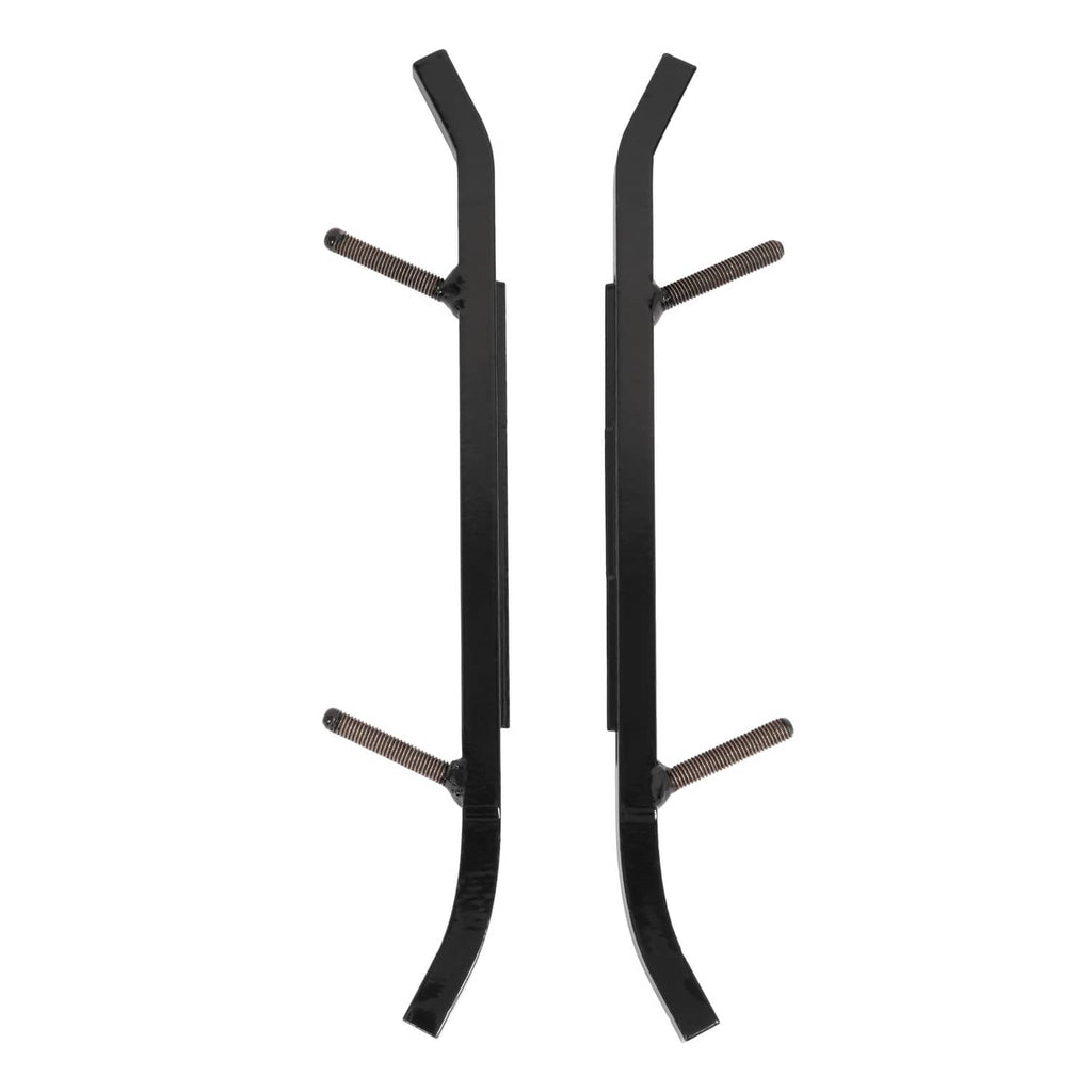 Two-piece black ski wear bar with bolt studs for mounting, slim curved profile.