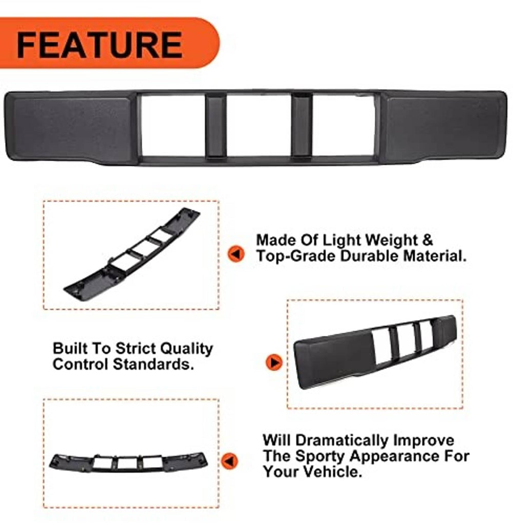 Black lower grille feature image: long insert bar with vertical slot openings