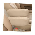 Beige fabric front car seat armrest cover set with elastic fit