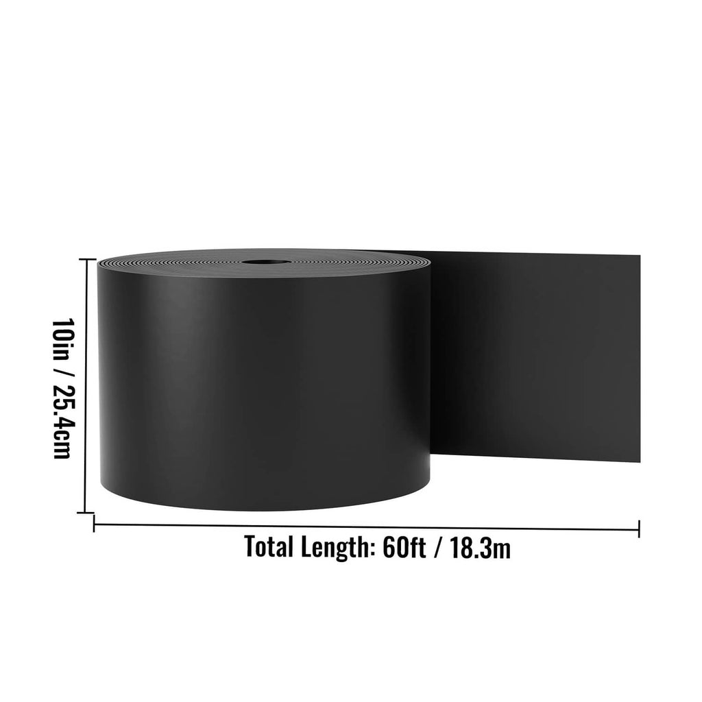 Black landscape edging roll with width shown and total length 60 ft measurement