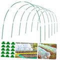 Green garden hoop arches for grow tunnel, rust-free style kit with connectors and clips
