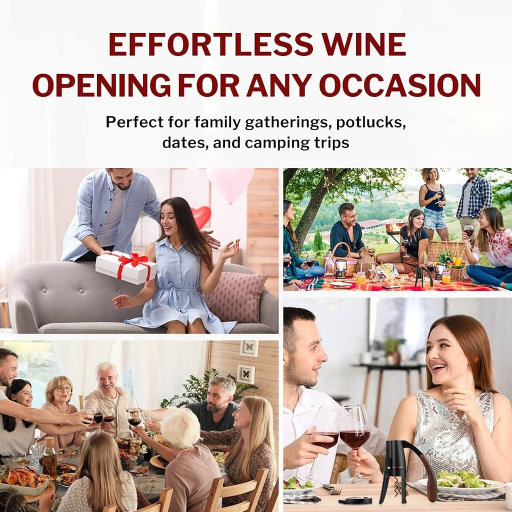 Black and dark wood lever wine opener for quick wine bottle opening