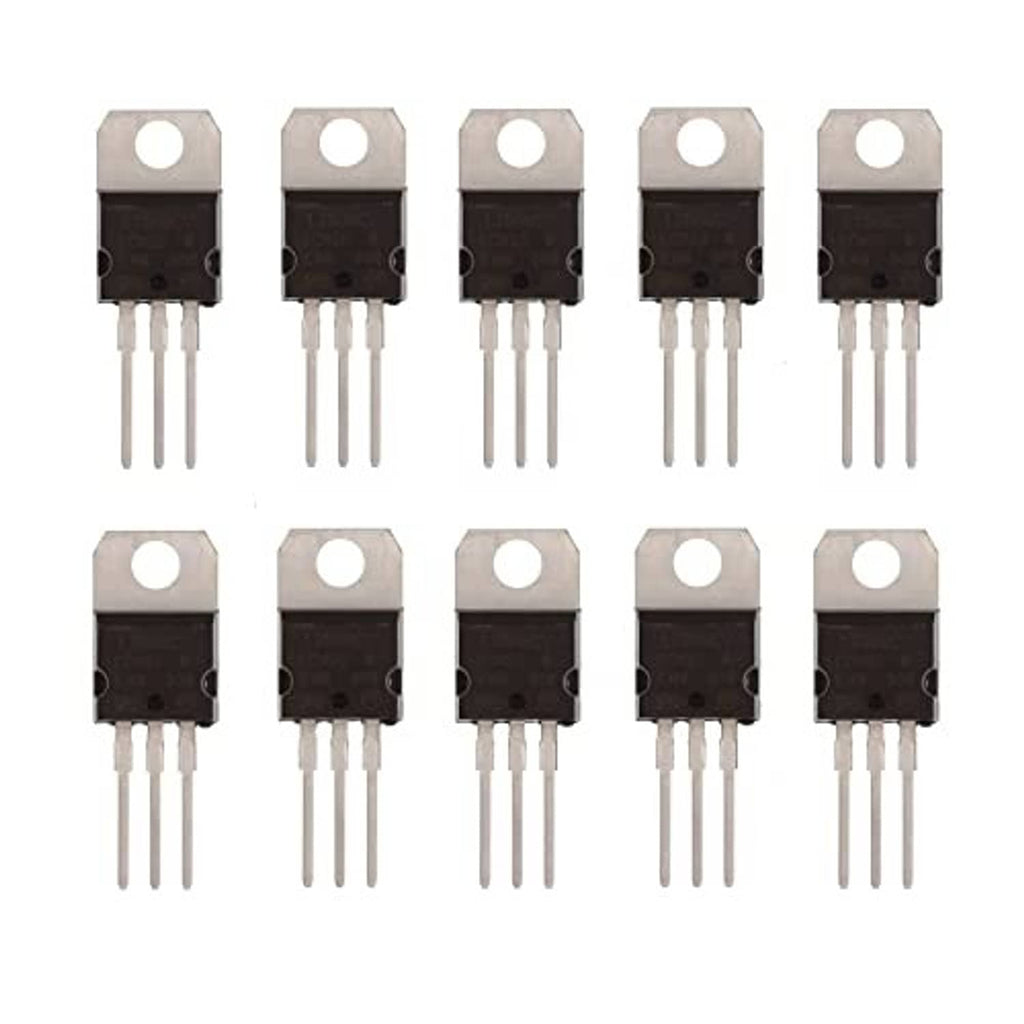 Pack of ten L7808CV regulator ICs, TO-220 metal tab, 3-lead through-hole