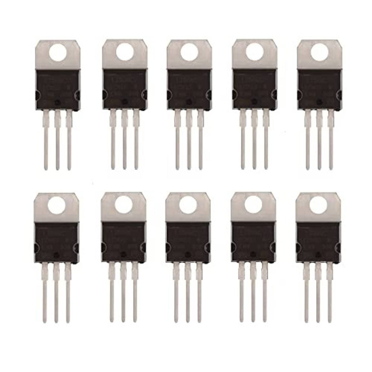 Pack of ten L7808CV regulator ICs, TO-220 metal tab, 3-lead through-hole