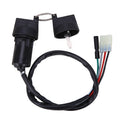 Ignition key switch assembly with two black wire connectors and metal key