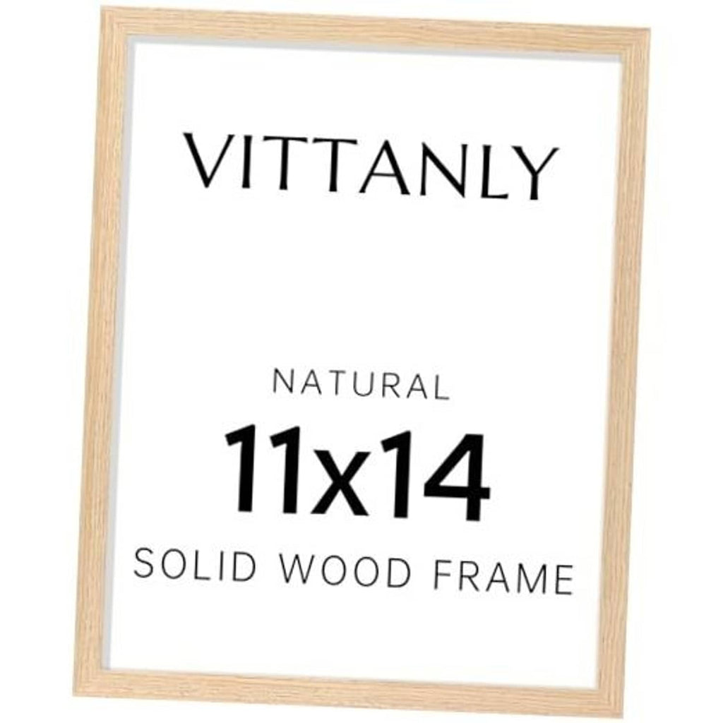 Natural solid wood picture frame with clear plexiglass, 11x14 size front