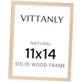 Natural solid wood picture frame with clear plexiglass, 11x14 size front