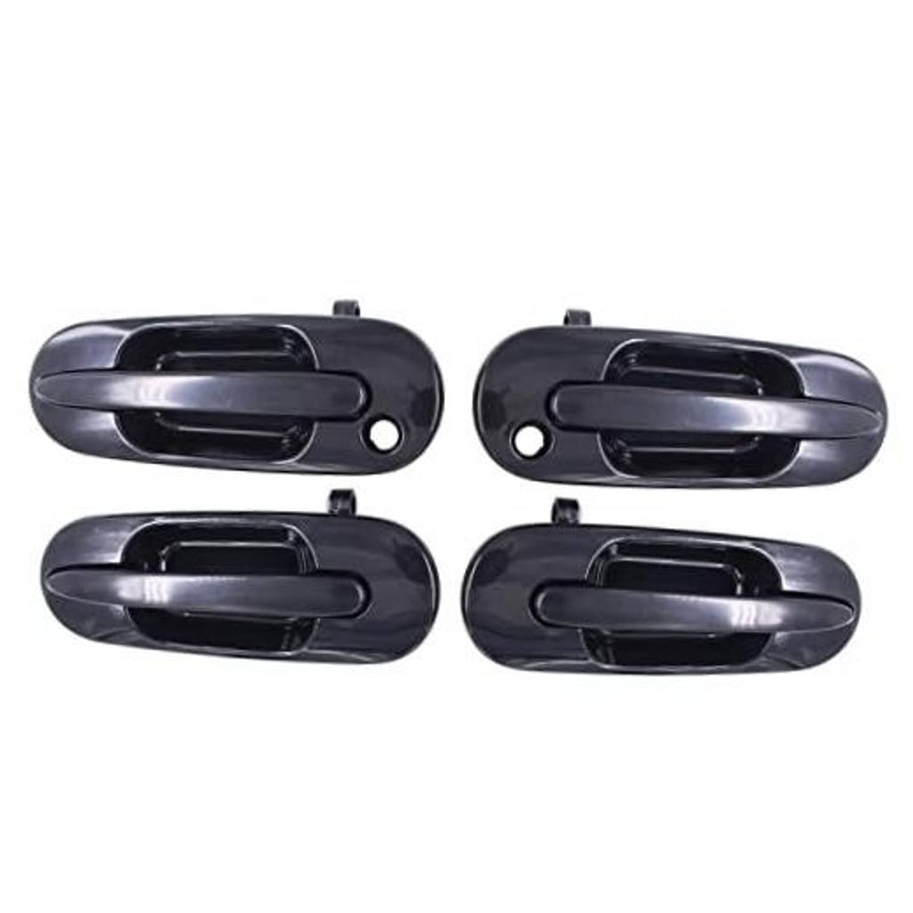 Four glossy dark gray exterior door handles for front and rear doors