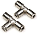 Stainless steel 1/2 in quick-connect tee fitting, 2-pack, with three tube ports