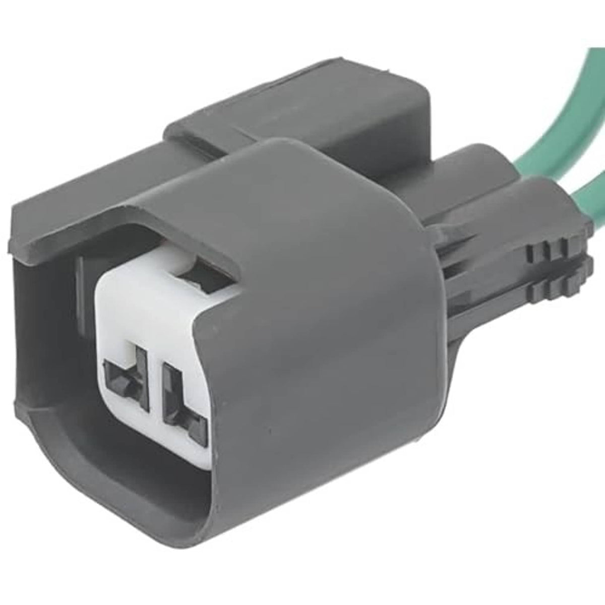 ABS wheel speed sensor pigtail connector, gray housing with 2-pin socket and green wires
