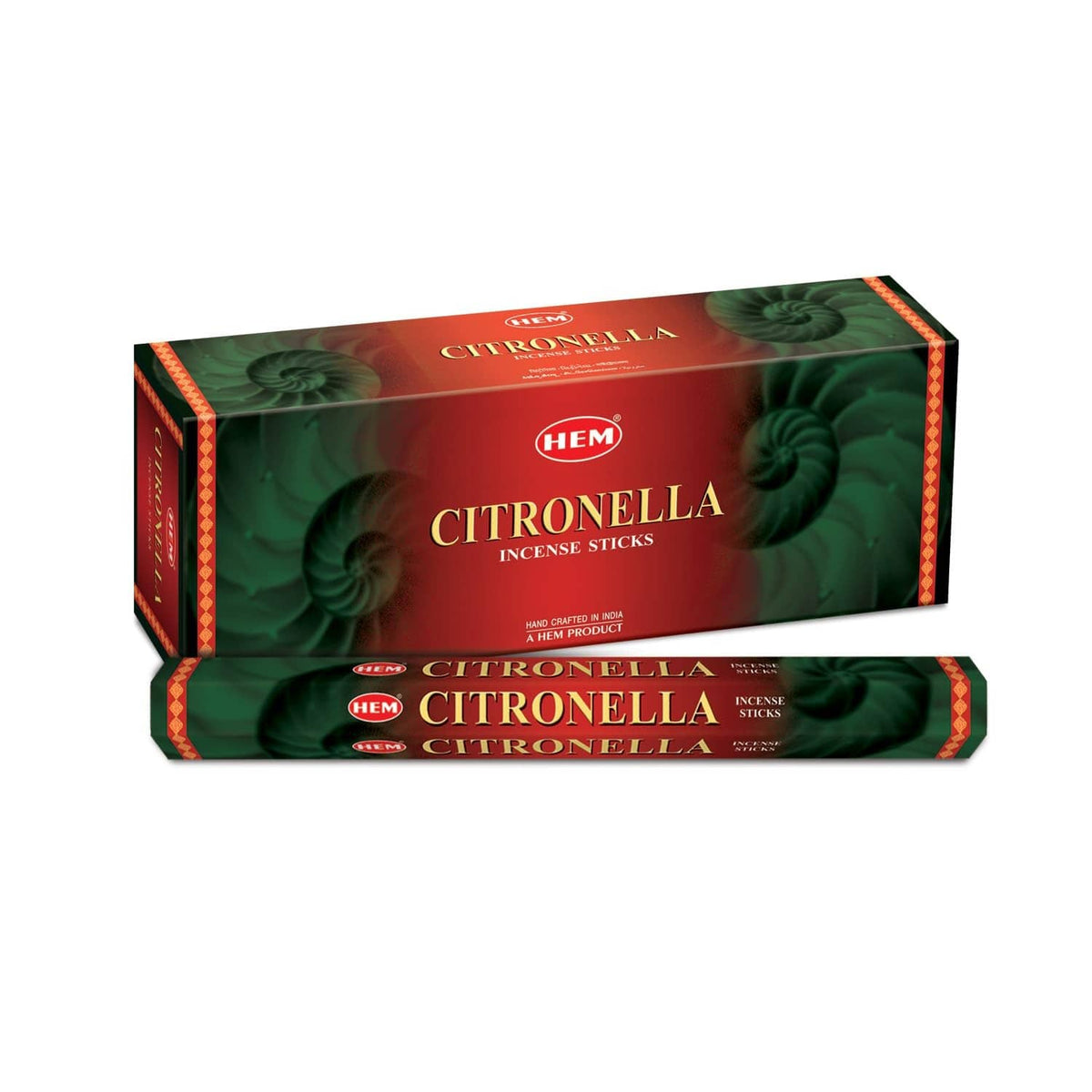 Incense stick packaging box and open inner tray, showing dark incense sticks