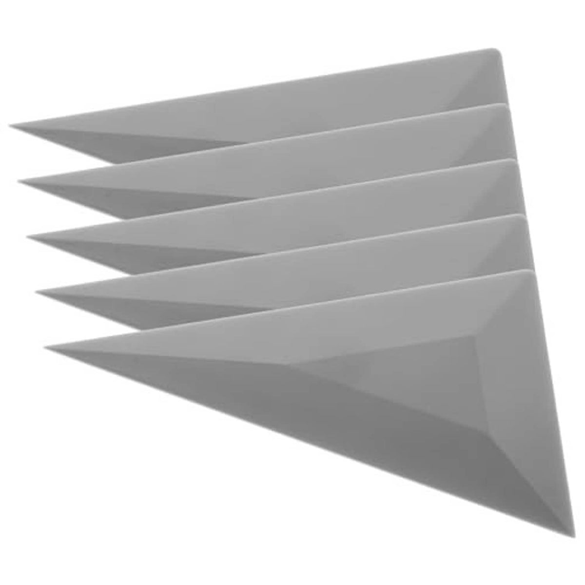 Set of triangle window tint squeegee cards, gray plastic scrapers with sharp tip