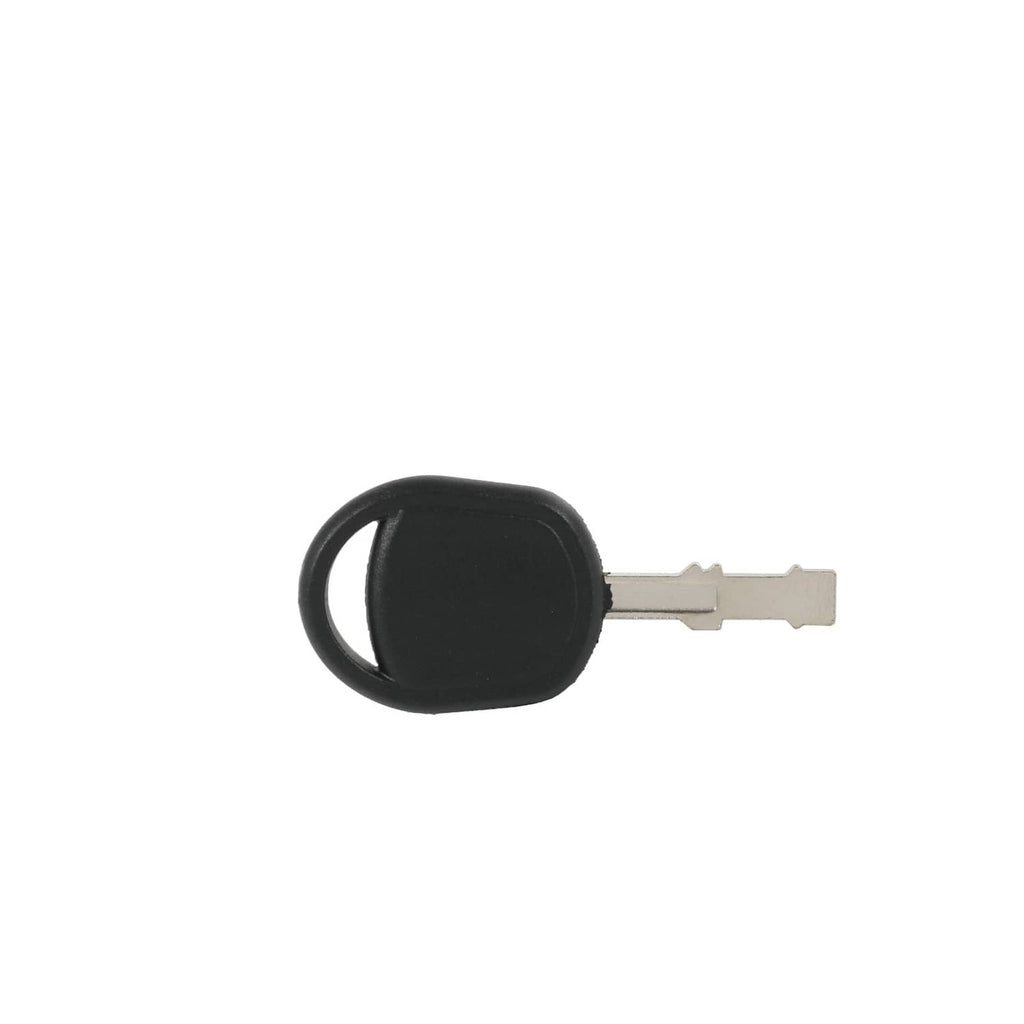 Ignition switch starter key with black fob and metal key blade