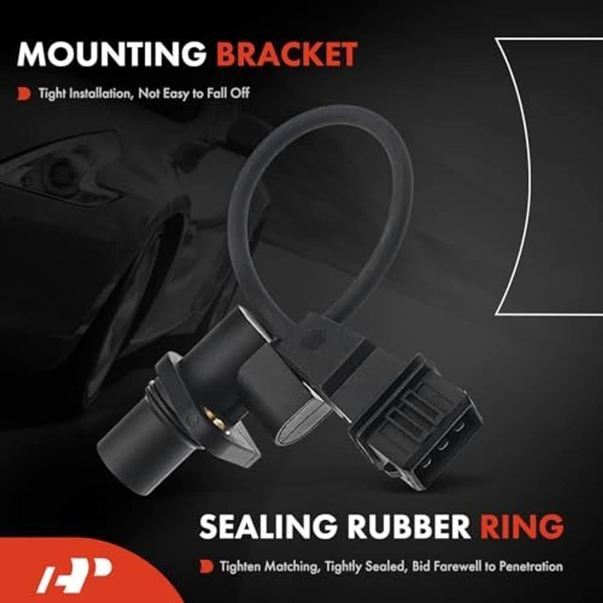 Crankshaft position sensor with mounting bracket and sealing rubber ring