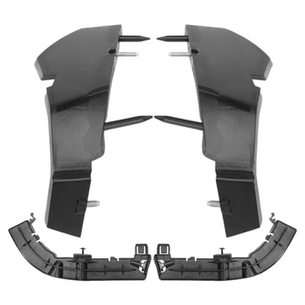 Front bumper bracket cover kit, dark plastic curved panels with center fastener tabs.