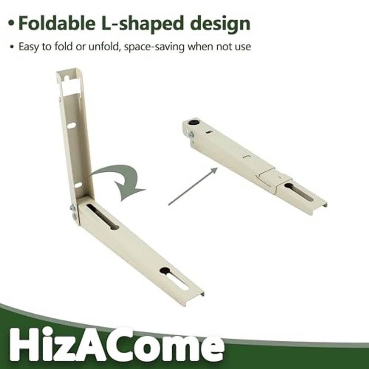 Foldable L-shaped mini split AC bracket, space-saving design for storage