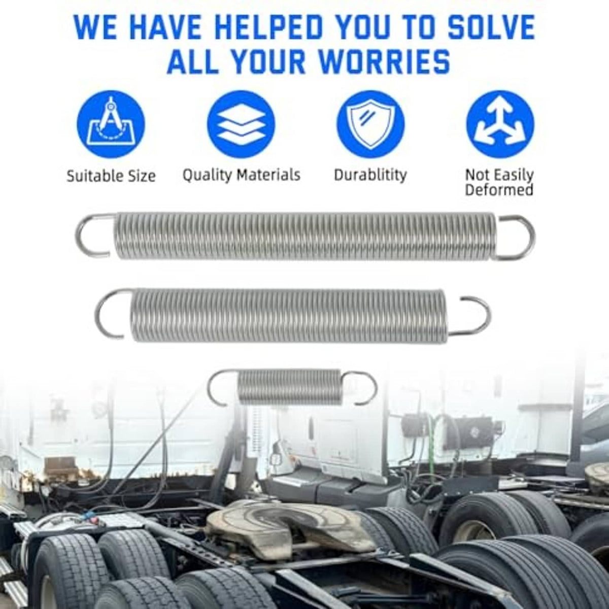 Two metal coil springs with loop end hooks, durable replacement kit