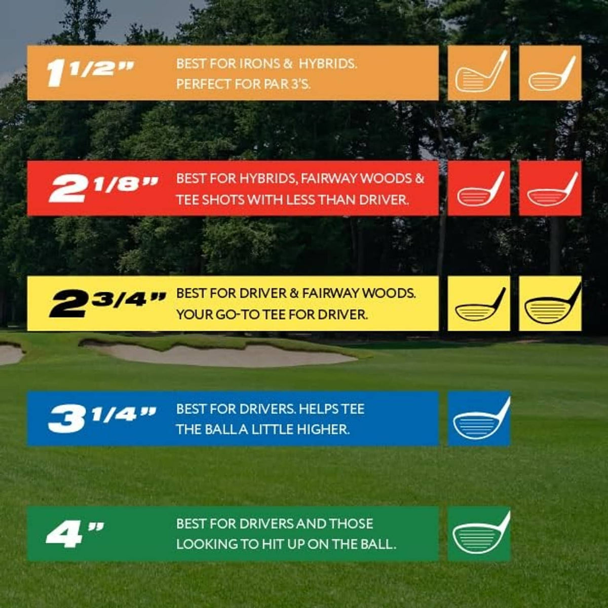Golf tee height guide showing best options by tee type