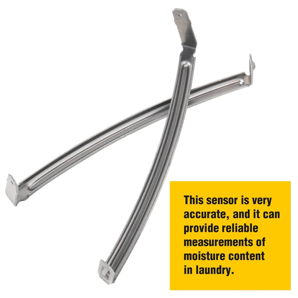 Dryer moisture sensor plate bar set, two curved silver metal strips with U-shaped brackets
